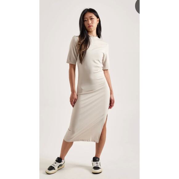 NWT Nike Essential Tight Midi Dress in Natural - Picture 1 of 6